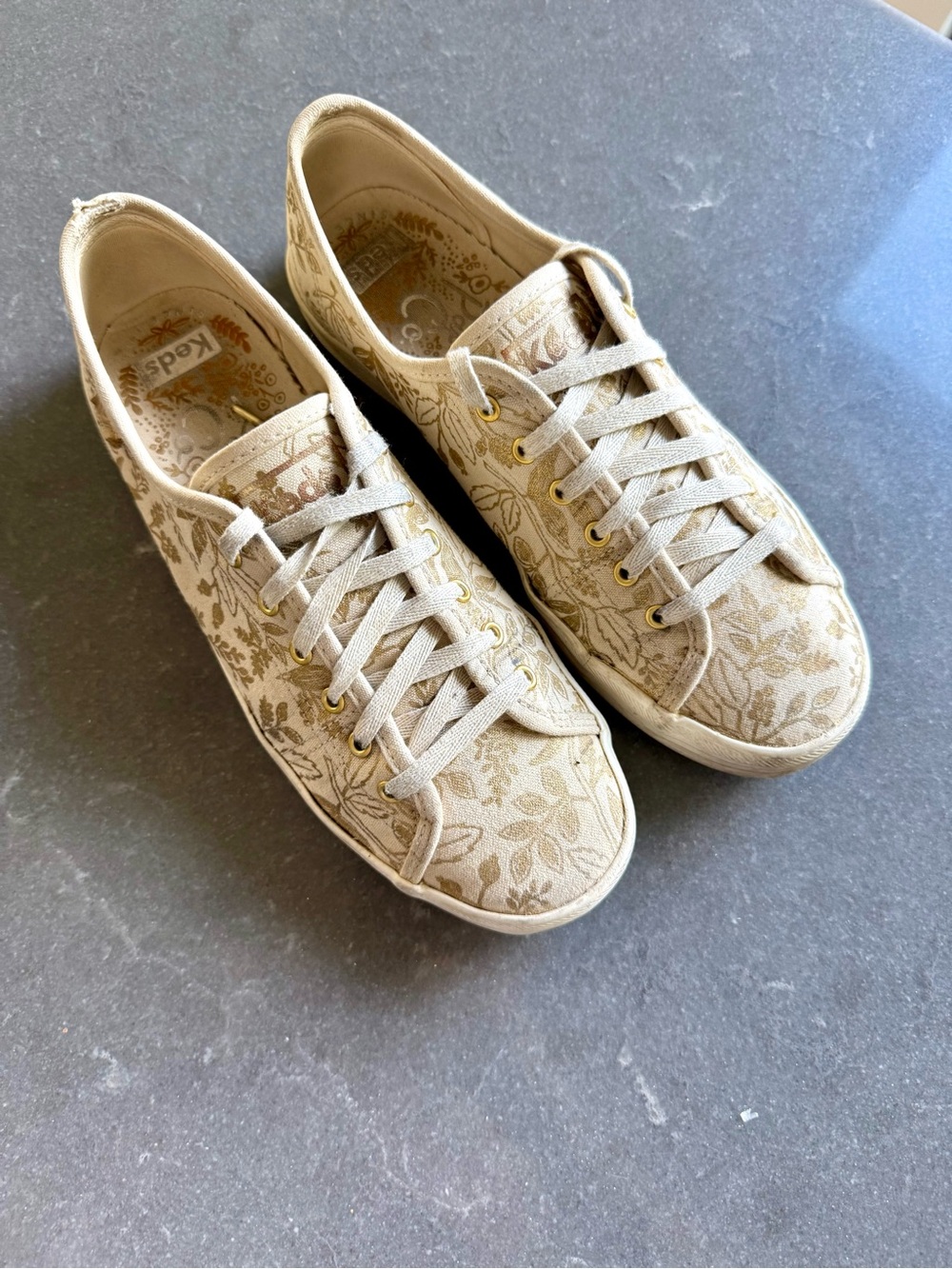 Keds Gold Floral Canvas Sneakers